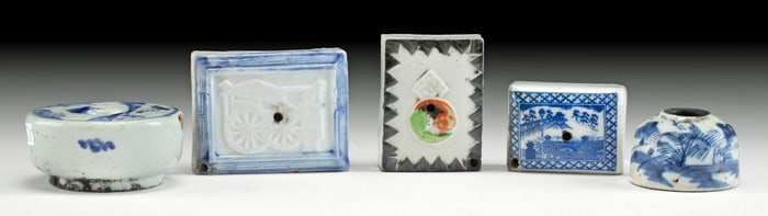5 Chinese, Japanese & Korean Porcelain Water Droppers