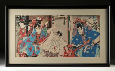 1890 Japanese Woodcut "Soga Brothers" T. Kunichika