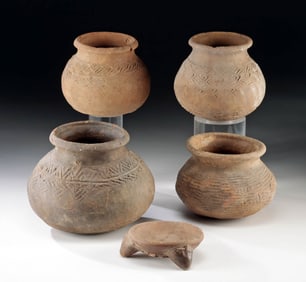 Five Thai Ayutthaya Pottery Vessels