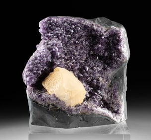Lovely Amethyst Geode Section w/ Calcite Inclusion
