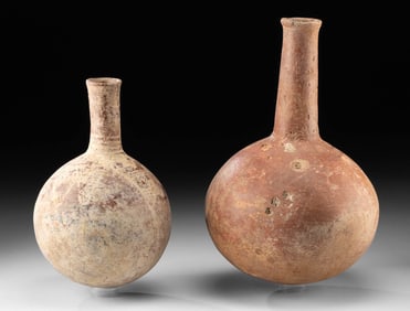 Two African Djenne Pottery Spouted Jars