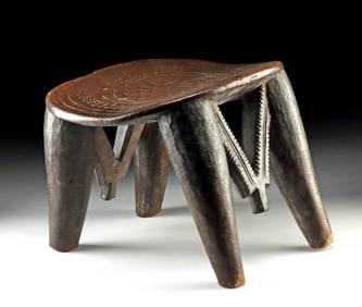 Nupe Carved Wood Stool (Husband's Gift to Wife)