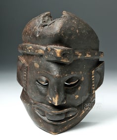 20th C. African Ibibio Ekpo Wood Mask Evil / Immoral