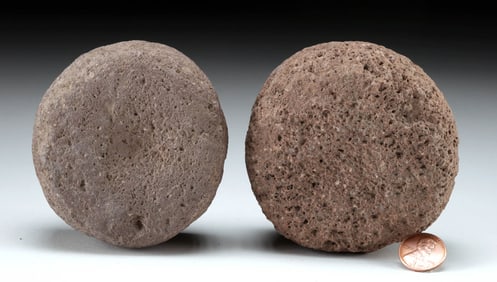 2 Pre-Contact Hawaiian Ulu Maika Game Stones