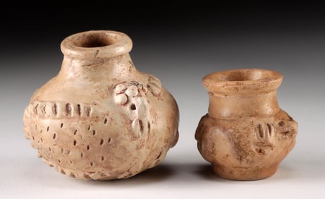 Two Maya Pottery Poison Bottles w/ Animals