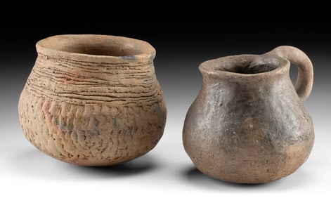 Two Casas Grandes Pottery Vessels - Corrugated & Smooth
