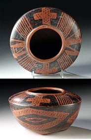 Carchi Narino Pottery Vessel with Angular Paint Design