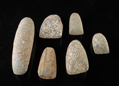 Six Native American Eastern Woodland Stone Hand Tools