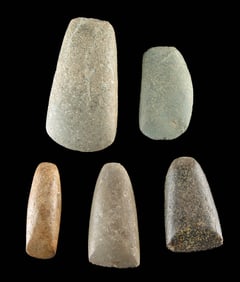 Five Native American Eastern Woodlands Stone Celts