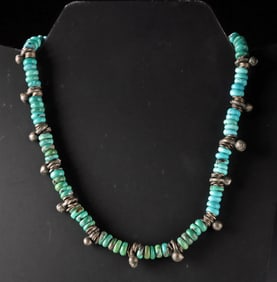 Native American Turquoise Necklace w/ Bronze Beads