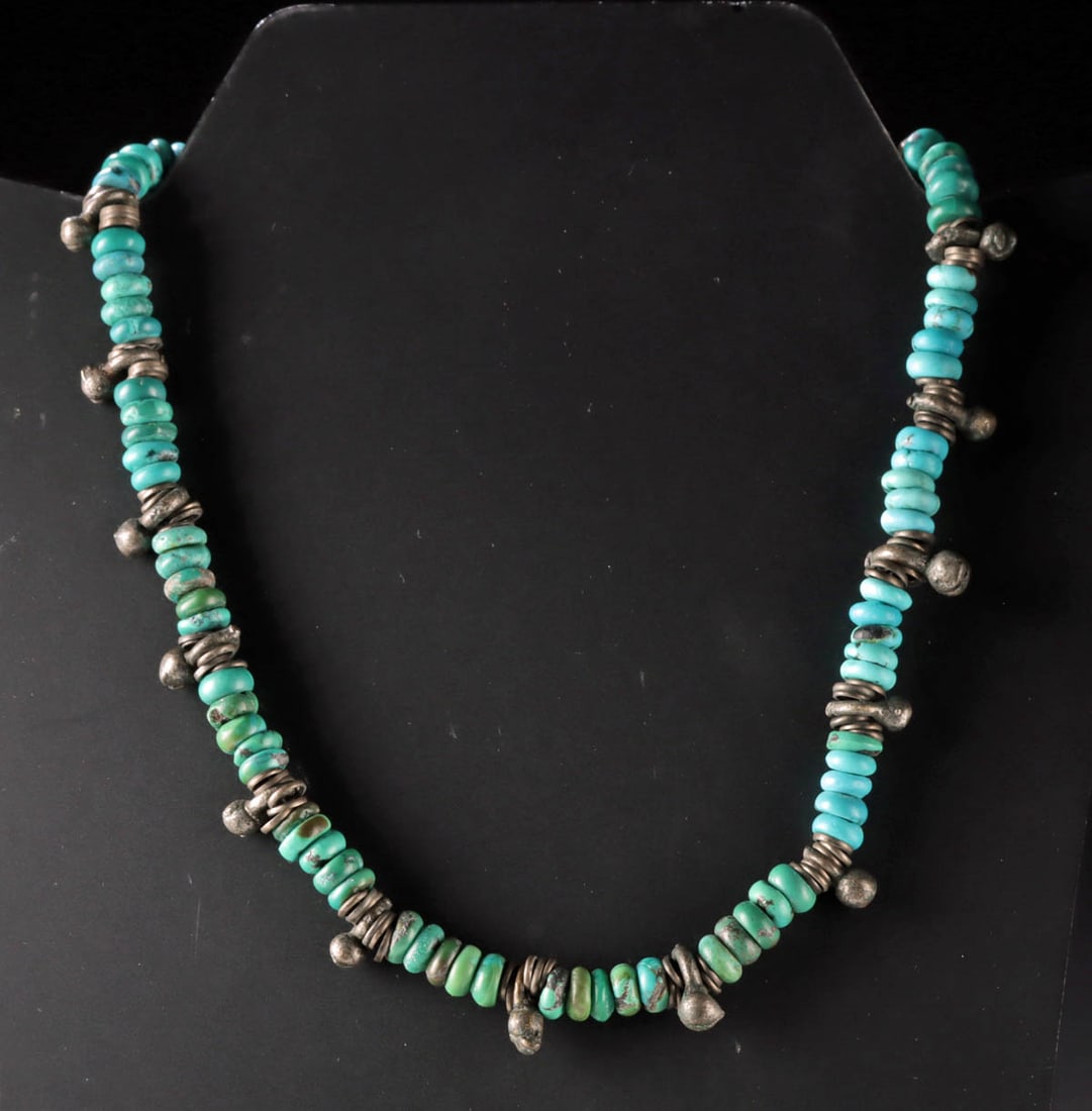 Native American Turquoise Necklace w/ Bronze Beads (1 of 2)