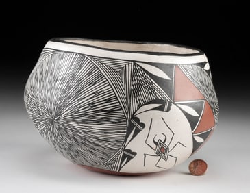 Acoma Pottery Bowl w/ Insect Motif by Ortiz