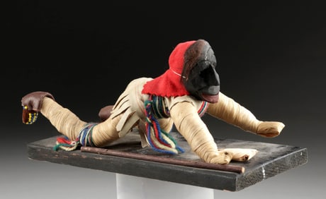 Iroquois Cornhusk Doll Wearing False Face Society Mask