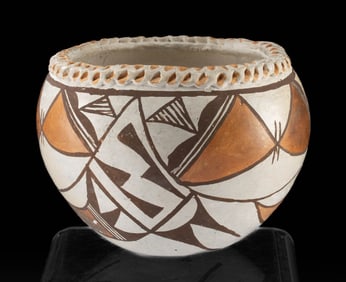 Acoma Pueblo Polychrome Bowl w/ Piecrust Rim