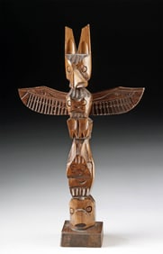 First Nations Nootka Wood Totem Pole by Jimmy John