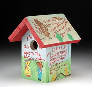 Myrtice West Painted Wood Biblical Birdhouse, ca. 2000s