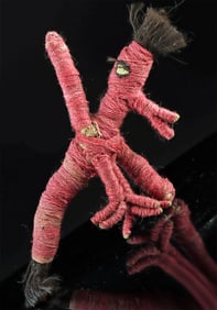 Rare Chancay Textile Wool Bird Effigy with Human Hair