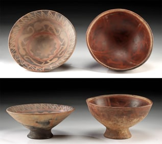 Two Narino Polychrome Bowls w/ Deer & Monkey Motifs
