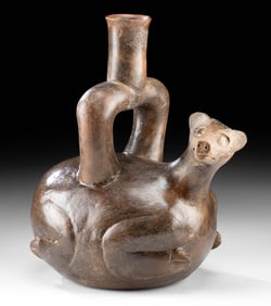 Chavin Blackware Stirrup Vessel - Deer Effigy