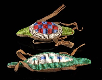 Native American Sioux Beaded Umbilical Amulets Turtles