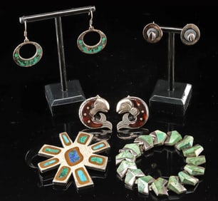 Taxco Silver: Spratling Cufflinks & Ledesma Bracelet