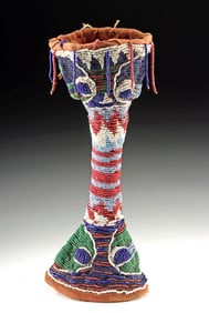 Nigerian Yoruba Beaded Textile Oba Regalia Object