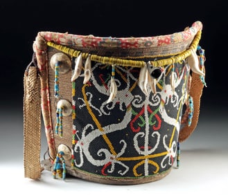 Borneo Dayak Beaded Baby Carrier w/ Bear Teeth & Shells