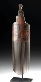 Large Papua New Guinea 1930s Wood Hair Comb Adornment