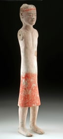 Ancient Han Dynasty Polychrome Pottery Tomb Figure