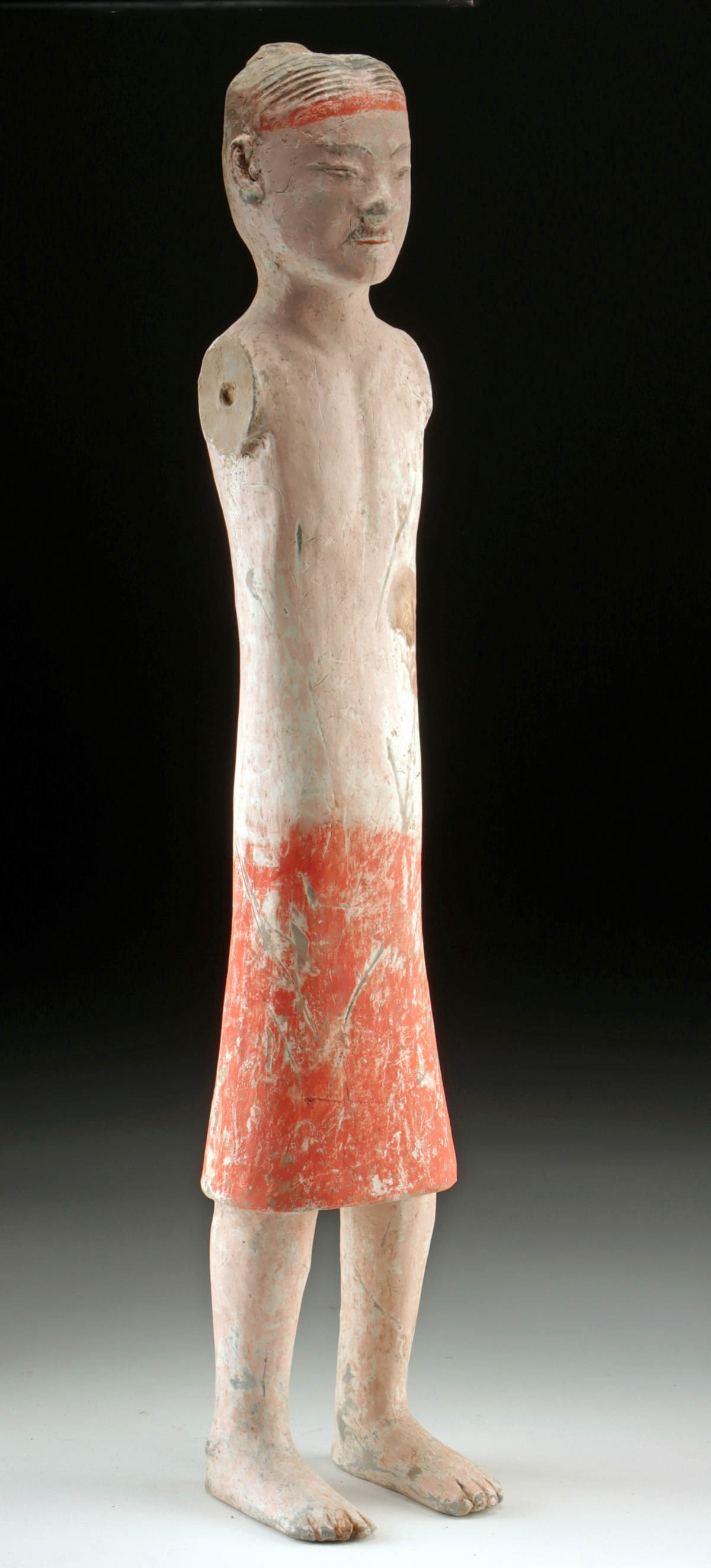 Ancient Han Dynasty Polychrome Pottery Tomb Figure (1 of 4)