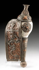 19th C. Tibetan Copper Conch Shell Trumpet - Dung Kar