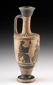 Greek Attic Black-Figure Lekythos with Seated Women