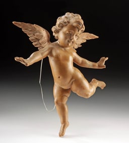 19th C. Italian Carved Wooden Cherub