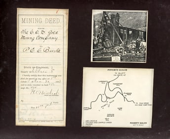 Framed Document Colorado 1893 C.O.D. Mining Deed