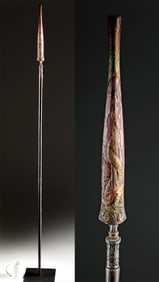 18th C. Javanese Royal Guard Spear w/ Silver & Sheath