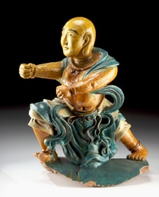 Ming Dynasty Sancai-Glazed Pottery Roof Tile Figure