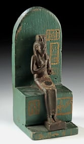 Egyptian Bronze Isis Nursing Horus (1940s Display Base)