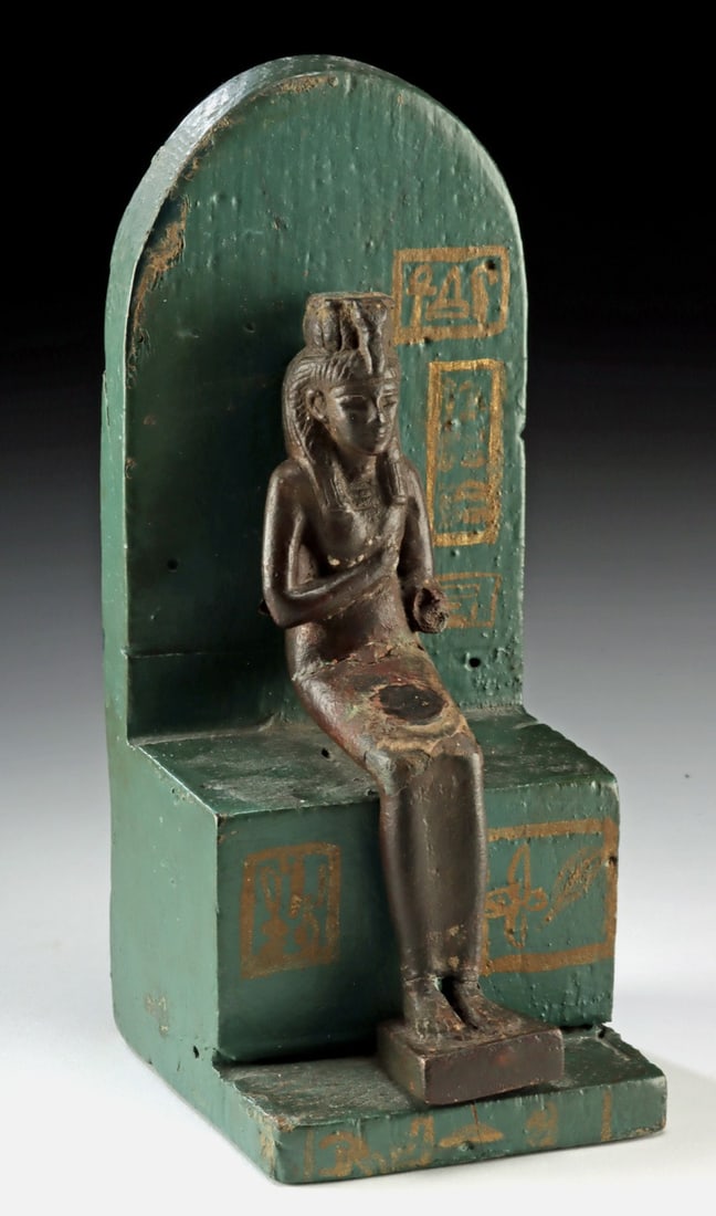 Egyptian Bronze Isis Nursing Horus (1940s Display Base) (1 of 4)