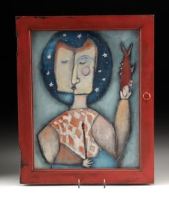 Rose Walton Painting ""Behind the Red Door""