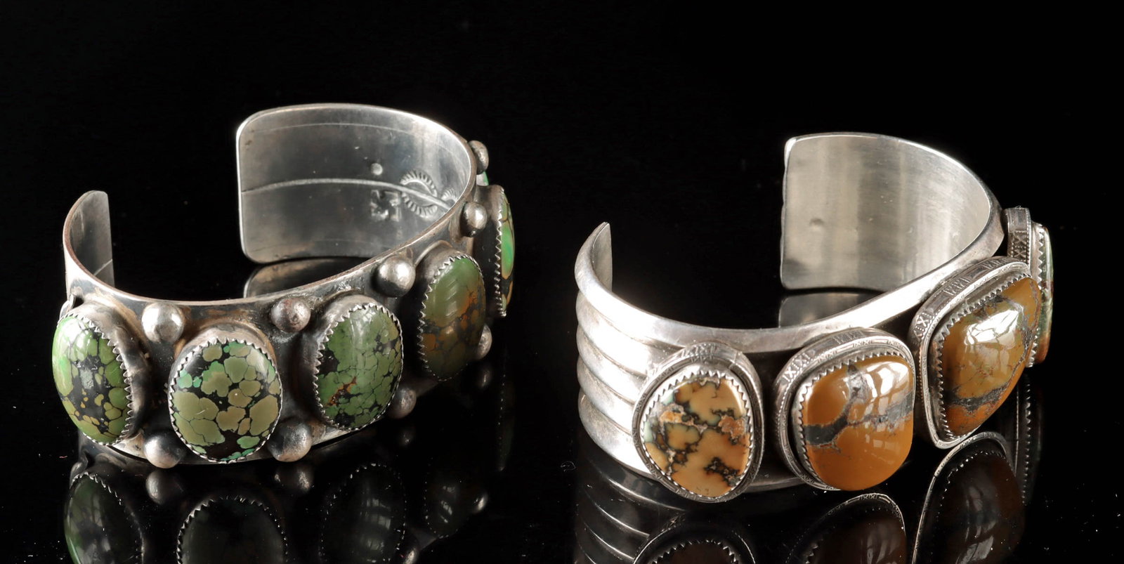 Two Navajo Silver & Turquoise Bracelets - Victor Hicks (1 of 3)