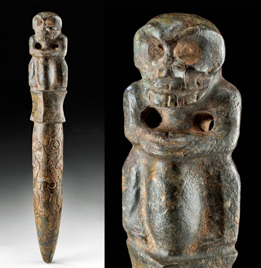 Hongshan Jade "Protector" Scepter Fenghuang, Pig Dragon: East Asia, China, Hongshan culture, ca. 4700 to 2900 BCE. A powerful and enigmatic nephrite jade scepter known as "the protector" or "wish-fulfilling jewel" from the Hongshan culture, its form merging