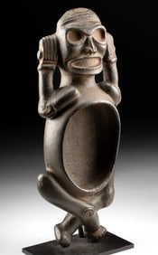 Rare Taino Stone Zemi Vessel - Anthropomorphic Form