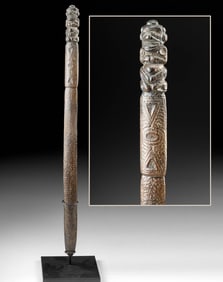 Taino Wood Vomit Stick w/ Zemi - Cohoba Ritual