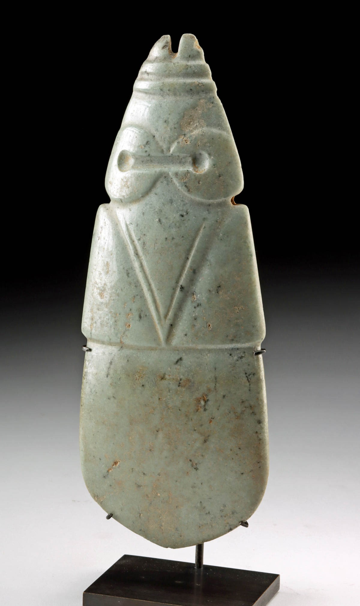 Costa Rican Nicoya Greenstone Celt Pendant, Avian Features (1 of 2)