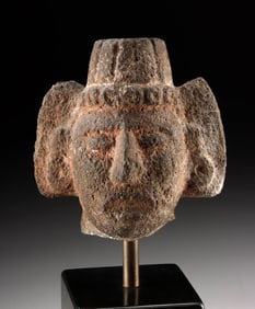Aztec Basalt Head of a Juvenile w/ Red Pigment