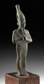 Egyptian Late Dynastic Bronze Osiris in Atef Crown