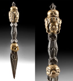 19th C. Tibetan Phurba Vajrakila / Makara Imagery (Subjugation of Evil)