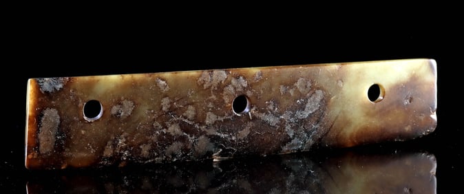Nephrite Jade Ritual Blade with Piercings, Dawenkou–Longshan Culture