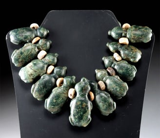 Superb Pre-Columbian Serpentine Toad Necklace