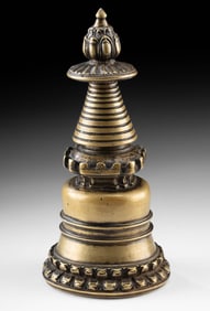 14th C. Tibetan Brass Kadampa Stupa - Enlightened Mind of the Buddha